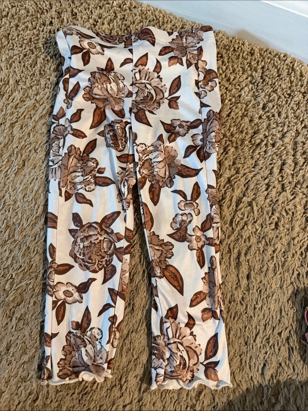 Mia joy White & Brown Floral leggings